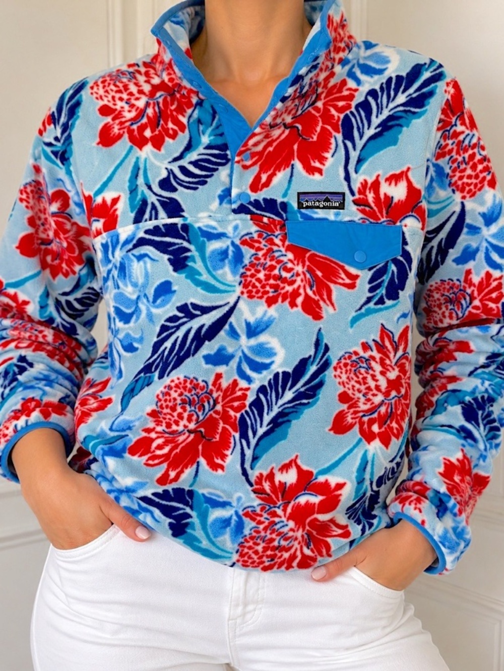 Patagonia Fleece 1/3 Floral Pattern Pullover